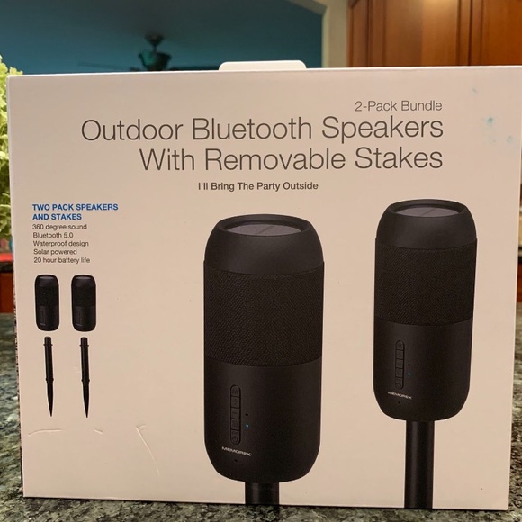 Memorex Outdoor Bluetooth Speakers With Removable Stakes 2- Pack Bundle - Picture 2 of 9